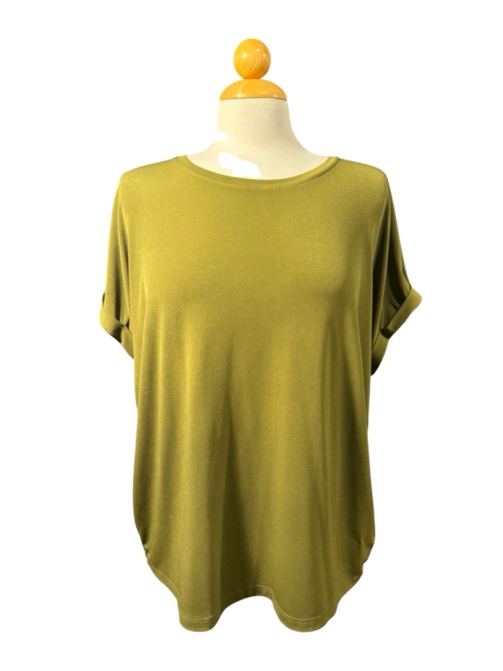 Nine West Olive Green Short Sleeve Crew Neck Top